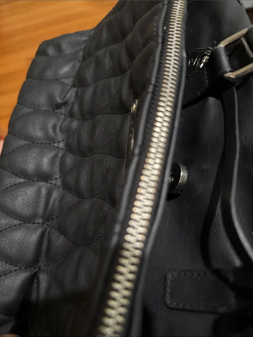 Rosetti Black Quilted Faux-Leather Satchel with Top Handles